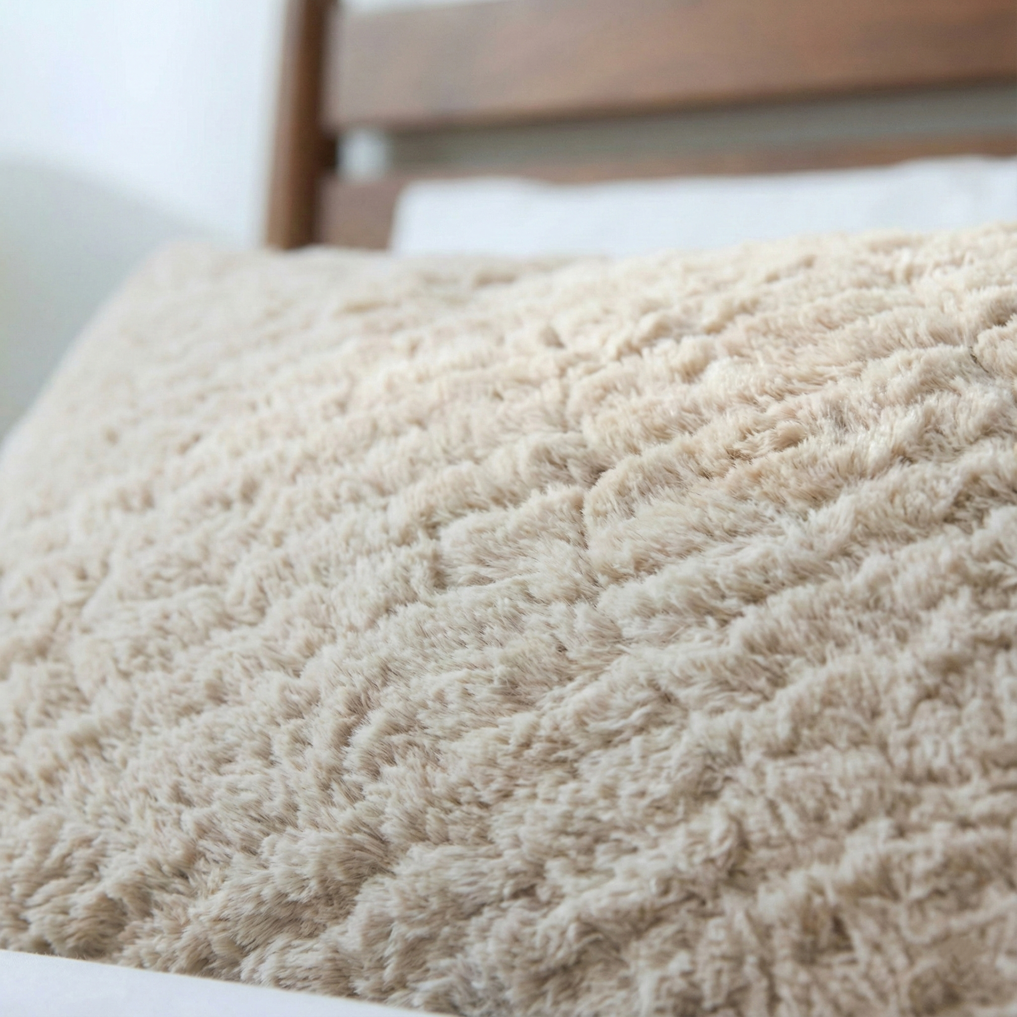 Cozy Fur Çift Taraflı Tavşan Tüyü/Sherpa Yatak Örtüsü Seti (3 Parça) Sand Bej