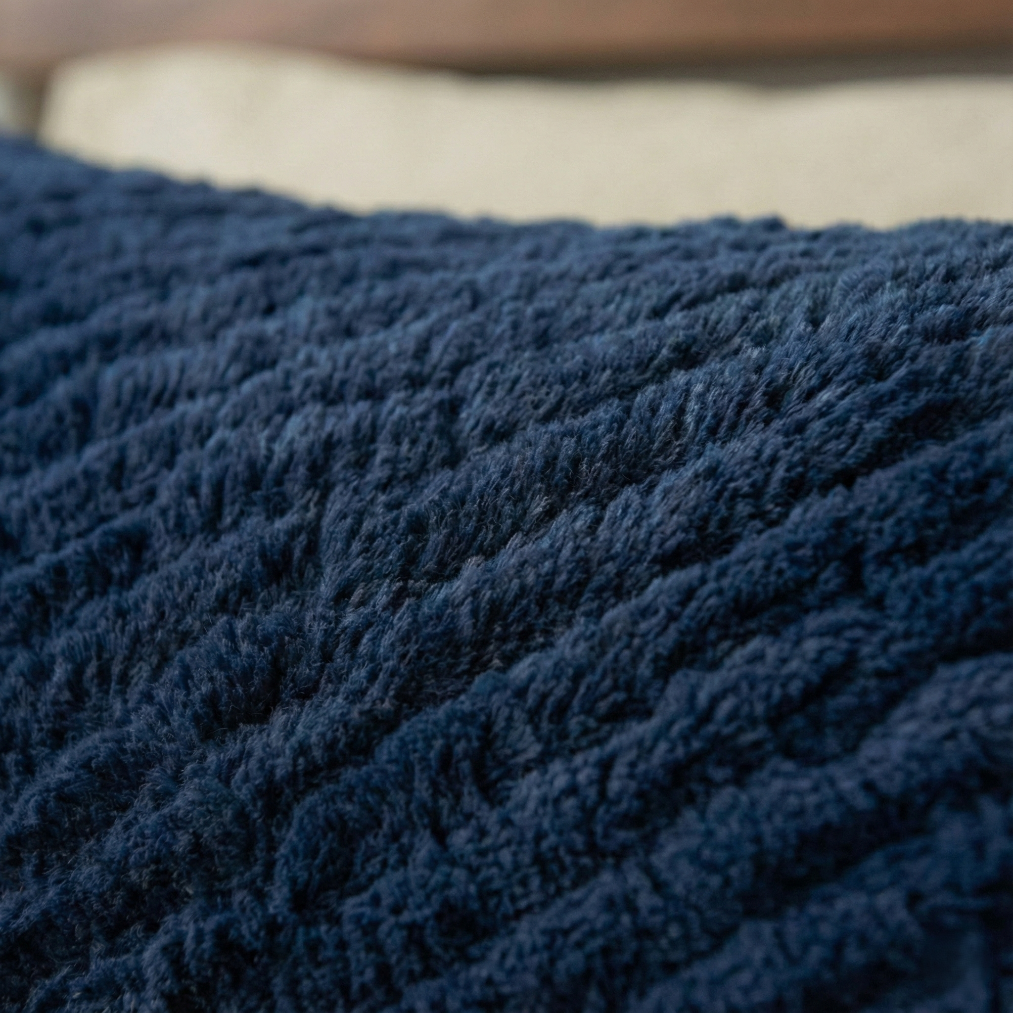 Cozy Fur Çift Taraflı Tavşan Tüyü/Sherpa Yatak Örtüsü Seti (3 Parça) Deep Navy