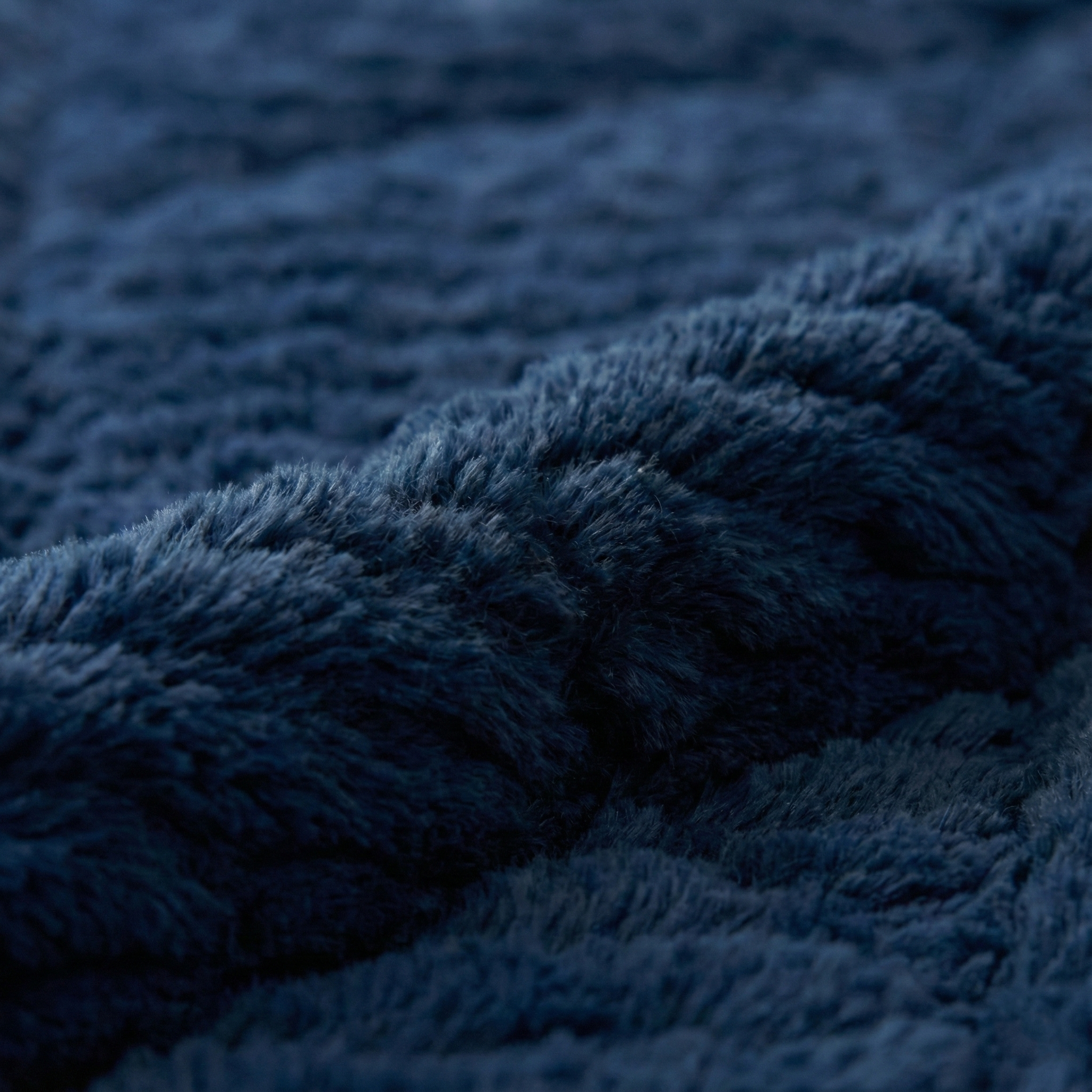 Cozy Fur Çift Taraflı Tavşan Tüyü/Sherpa Yatak Örtüsü Seti (3 Parça) Deep Navy